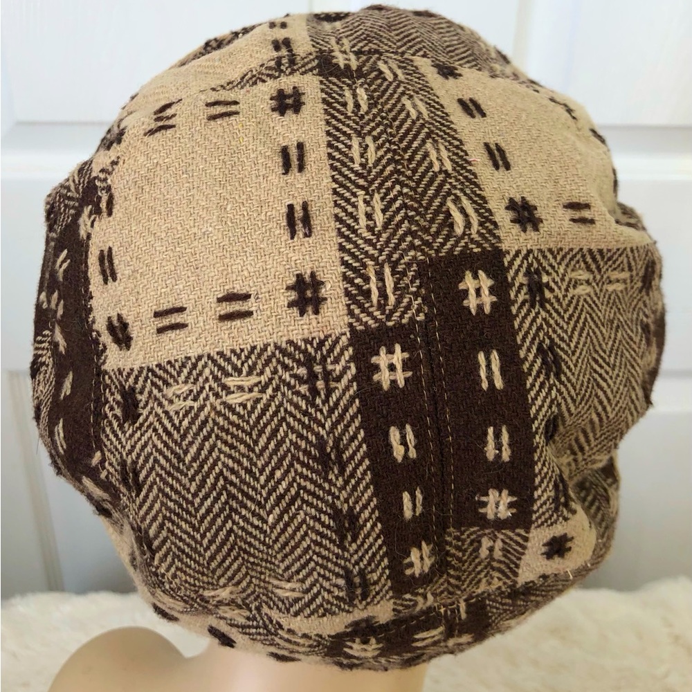 Vintage Retro 20s Tweed Patchwork Retro Cotton Hat M/L - Picture 4 of 7